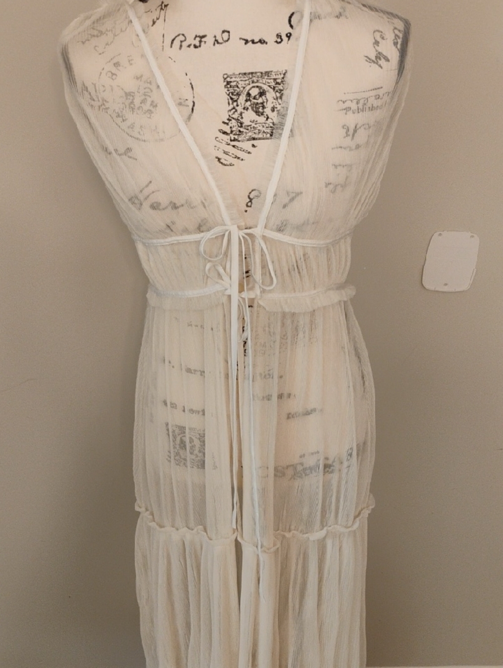 Sheer Ivory Maxi Cover-Up Dress